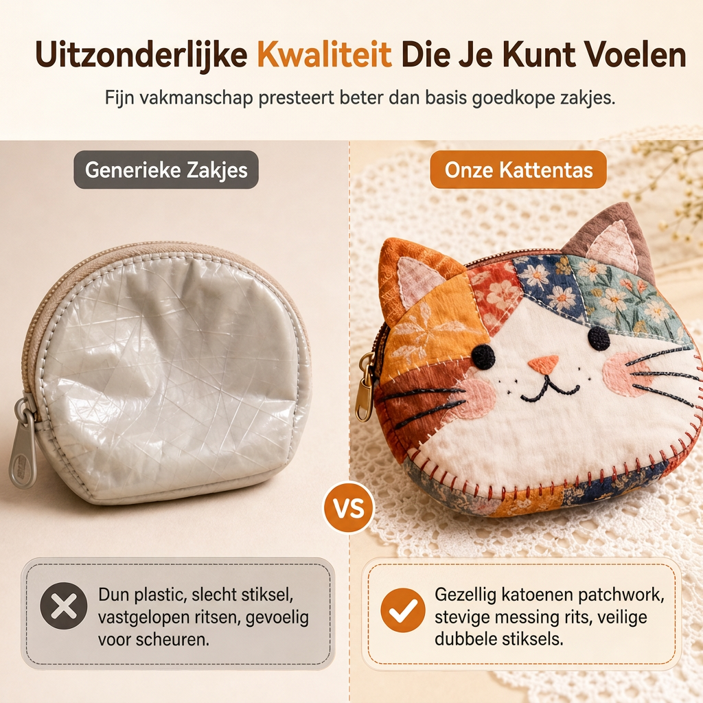 🚀Bespaar nu tijd & geld!😍Schattige Gewatteerde Katten Mini Portemonnee en Draagbare Kaarthouder Kleine Creatieve Zak voor Meisjes