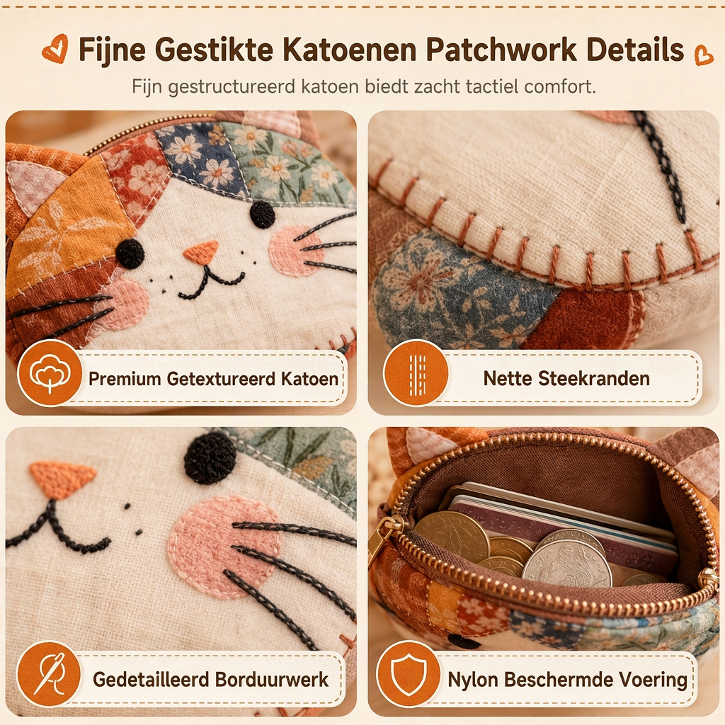 🚀Bespaar nu tijd & geld!😍Schattige Gewatteerde Katten Mini Portemonnee en Draagbare Kaarthouder Kleine Creatieve Zak voor Meisjes
