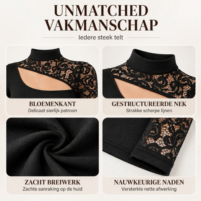Stijlvolle asymmetrische kanten top voor dames met uitgesneden details