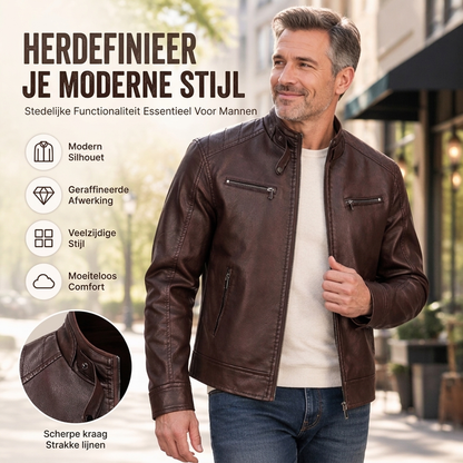🔥Gratis verzending✈️Stijlvolle heren jack van kunstleer met standkraag