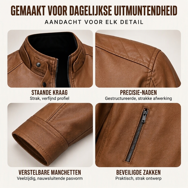 🔥Gratis verzending✈️Stijlvolle heren jack van kunstleer met standkraag