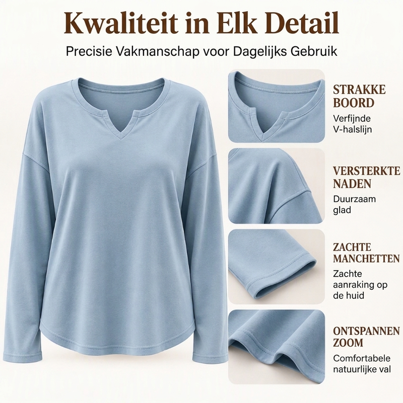 😍Casual top met V-hals en lange mouwen voor dames