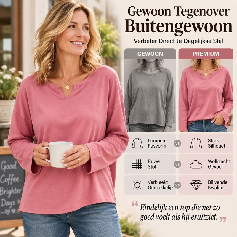 😍Casual top met V-hals en lange mouwen voor dames