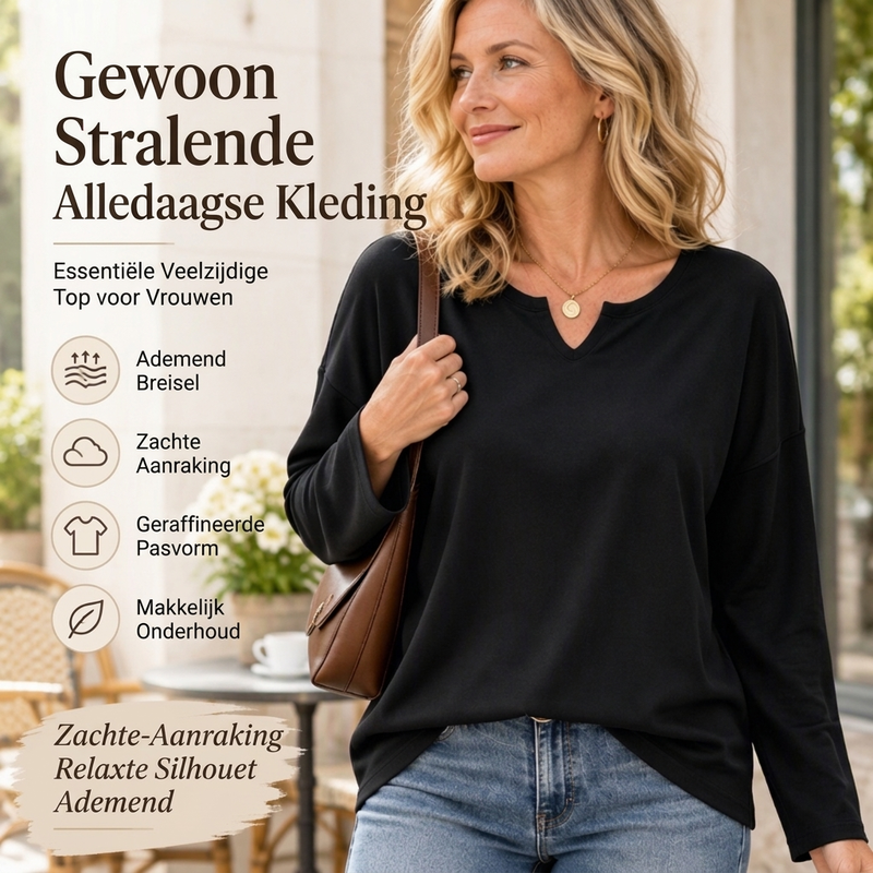 😍Casual top met V-hals en lange mouwen voor dames