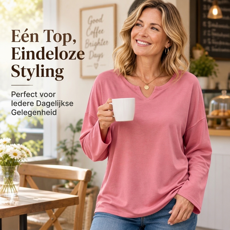 😍Casual top met V-hals en lange mouwen voor dames