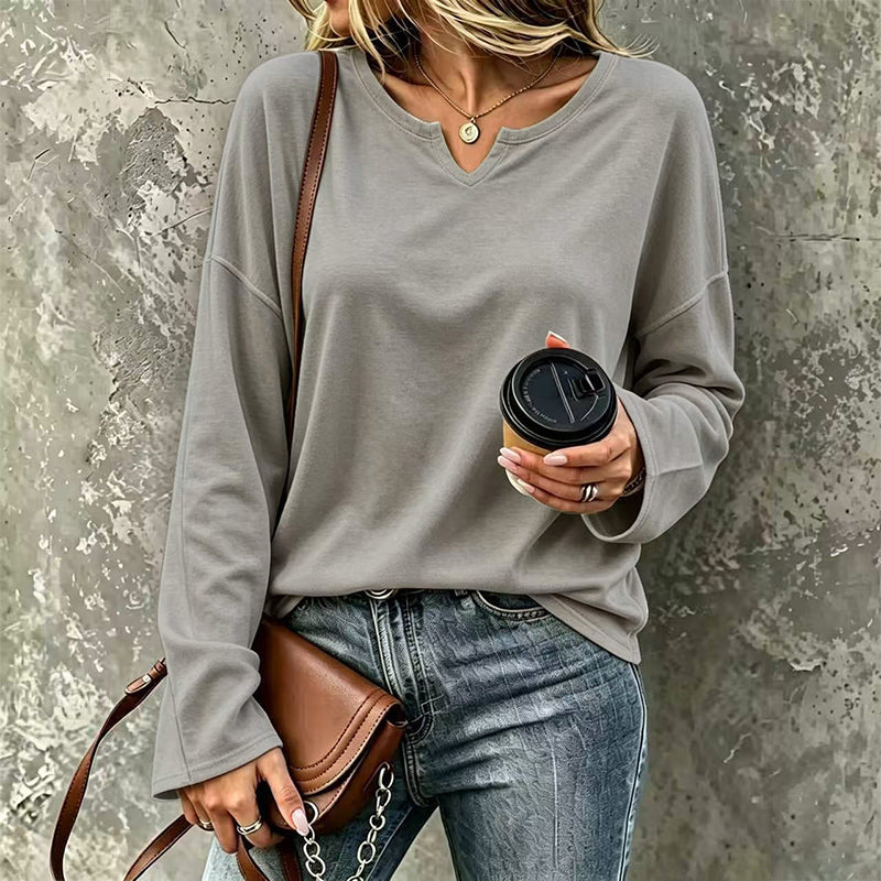 😍Casual top met V-hals en lange mouwen voor dames