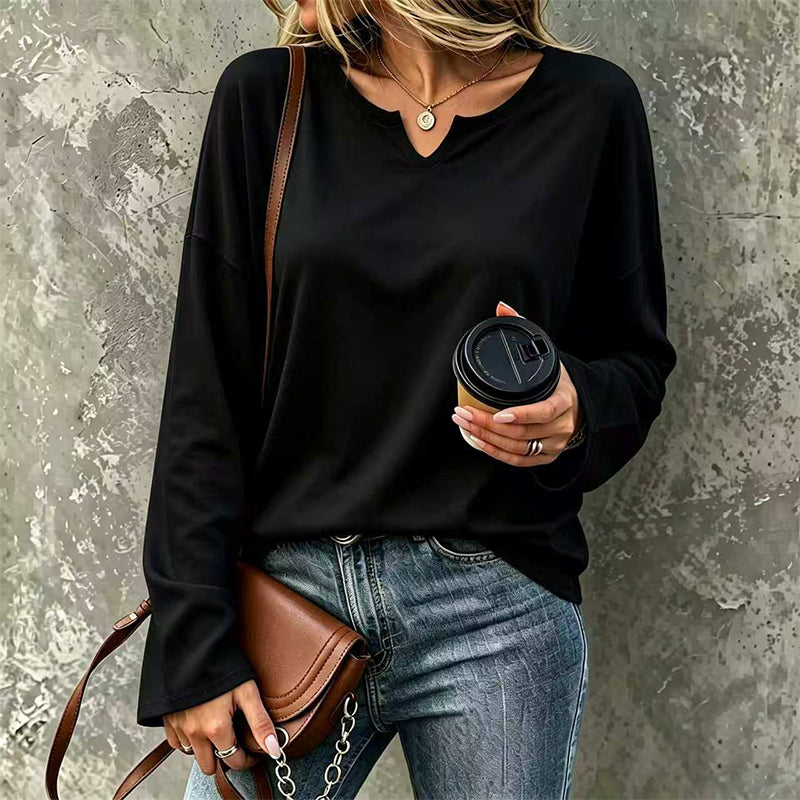 😍Casual top met V-hals en lange mouwen voor dames