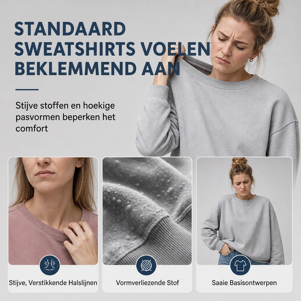 🔥Gratis verzending✈️Casual sweatshirt voor dames, off-shoulder, gewassen stof, oversized en slouchy fit