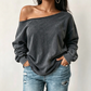 🔥Gratis verzending✈️Casual sweatshirt voor dames, off-shoulder, gewassen stof, oversized en slouchy fit