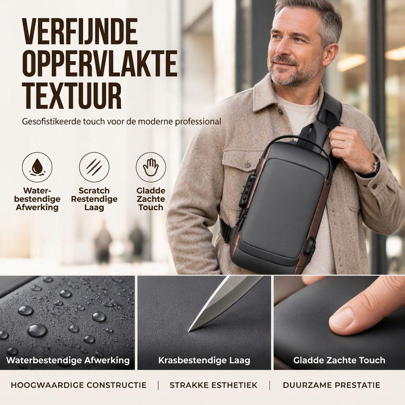 Antidiefstuilentas met USB-oplaadpoort voor heren