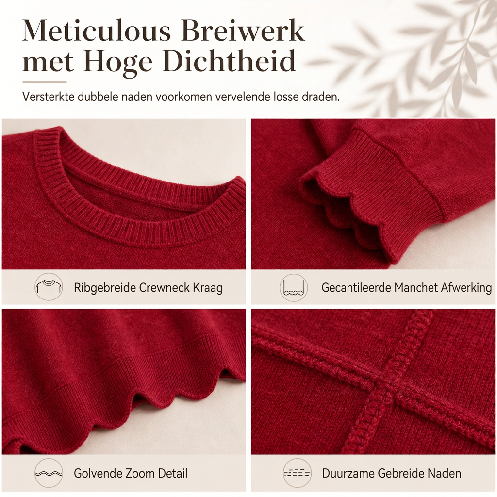 🔥Gratis verzending✈️Dames sweatshirt met ronde hals en geschulpte zoom