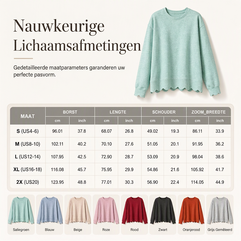 🔥Gratis verzending✈️Dames sweatshirt met ronde hals en geschulpte zoom