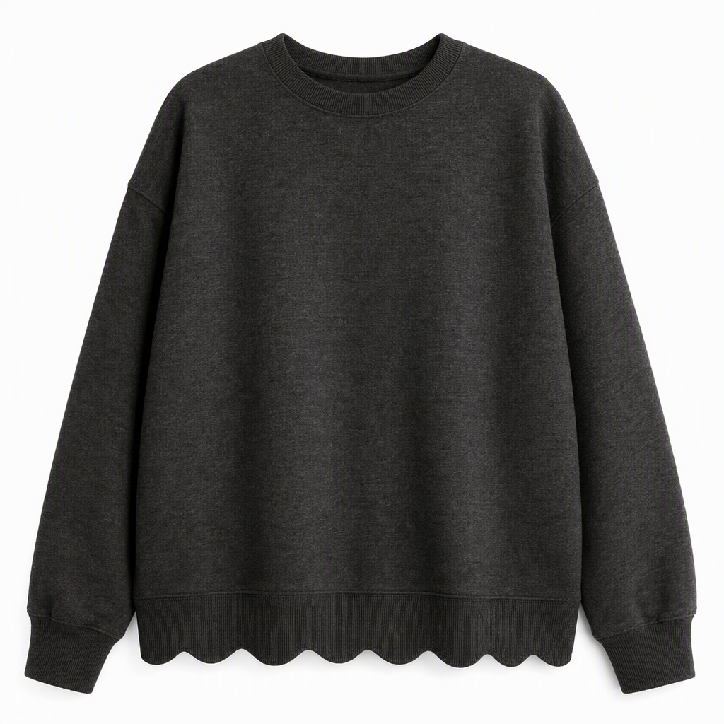 🔥Gratis verzending✈️Dames sweatshirt met ronde hals en geschulpte zoom