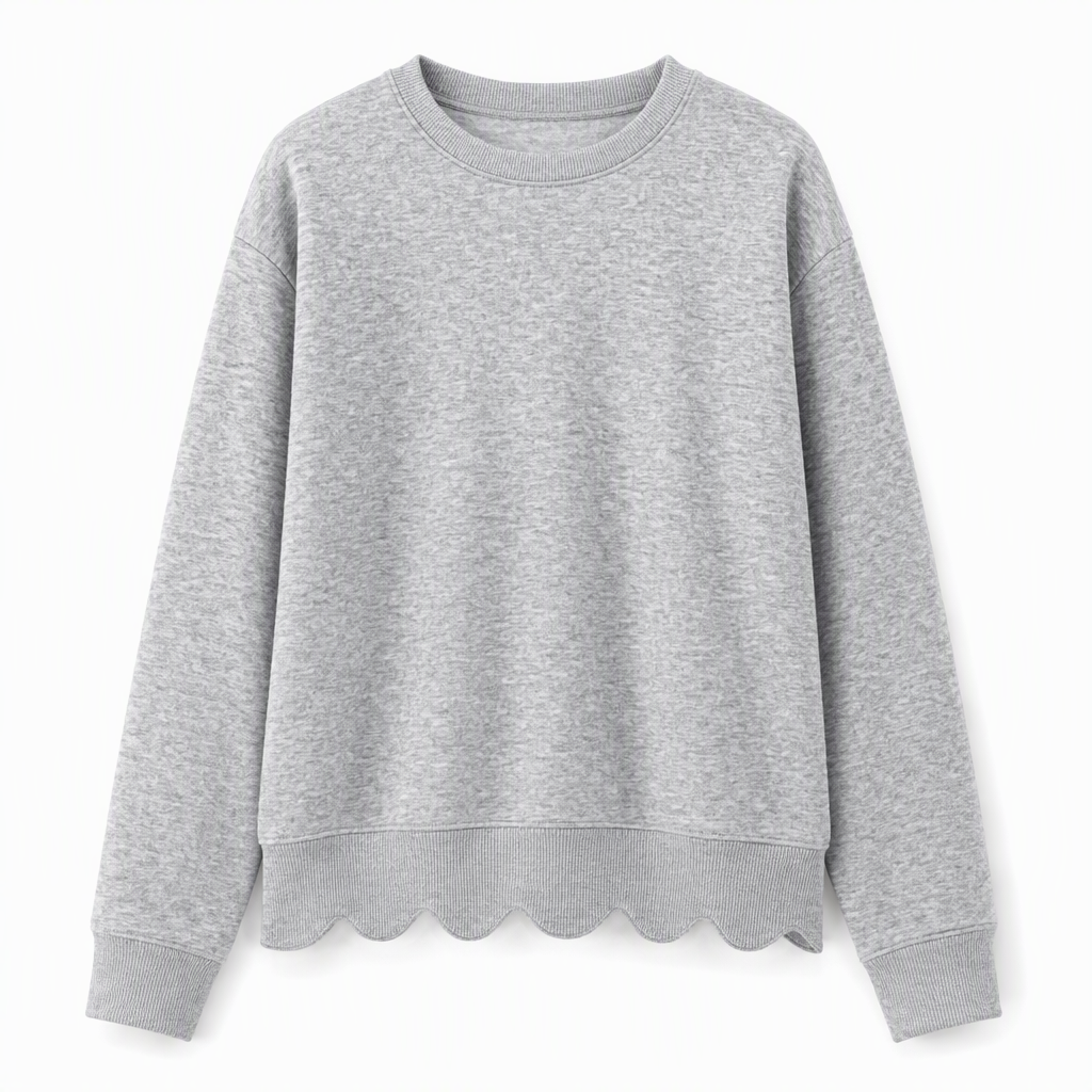 🔥Gratis verzending✈️Dames sweatshirt met ronde hals en geschulpte zoom