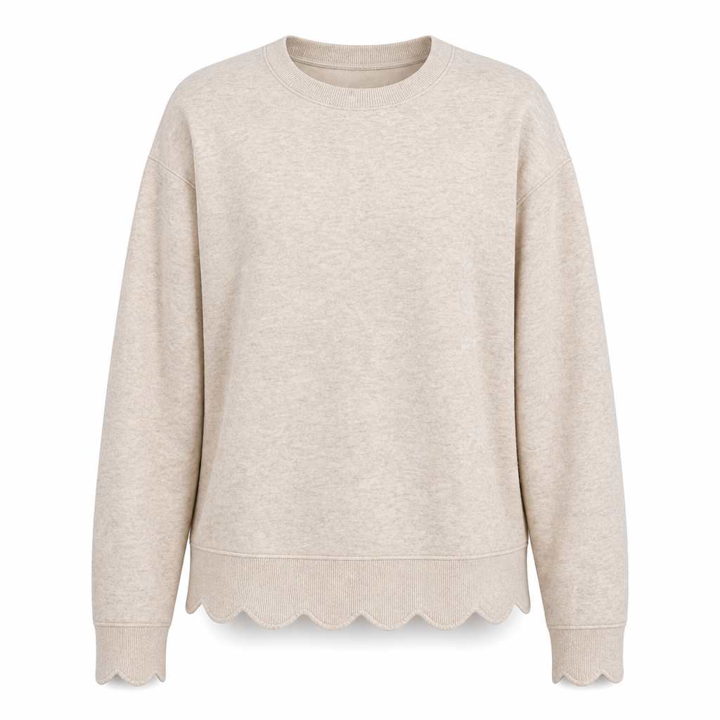 🔥Gratis verzending✈️Dames sweatshirt met ronde hals en geschulpte zoom