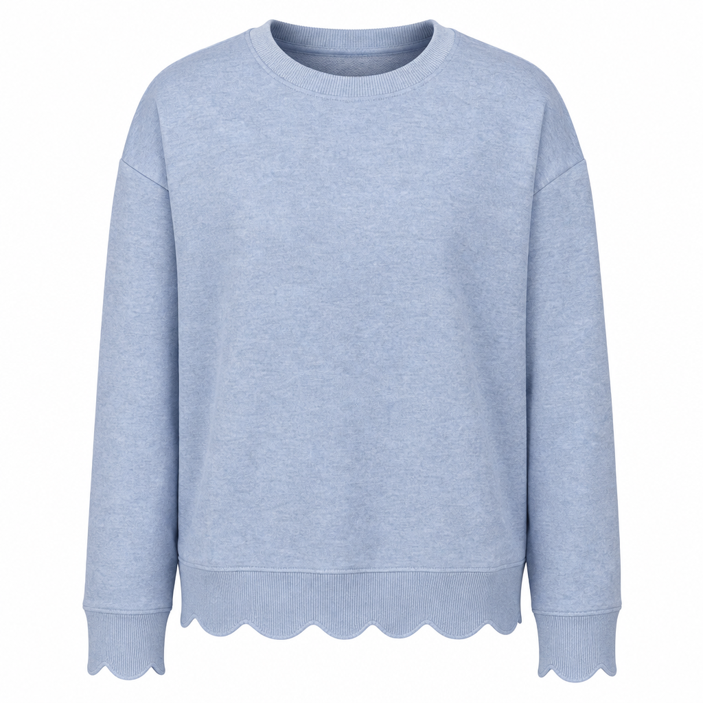 🔥Gratis verzending✈️Dames sweatshirt met ronde hals en geschulpte zoom