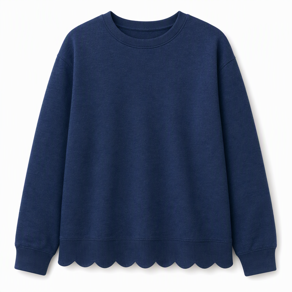 🔥Gratis verzending✈️Dames sweatshirt met ronde hals en geschulpte zoom