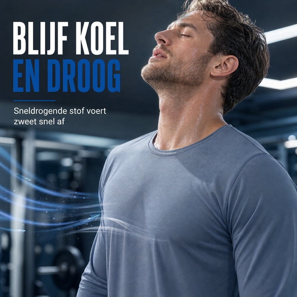 Snel droogmakend mannen shirt met ronde hals en lange mouwen