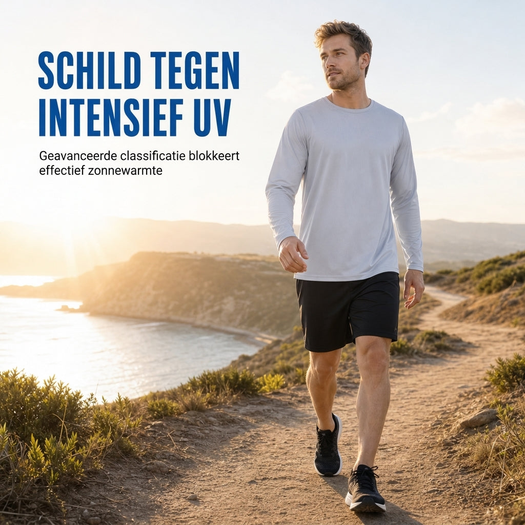 Snel droogmakend mannen shirt met ronde hals en lange mouwen