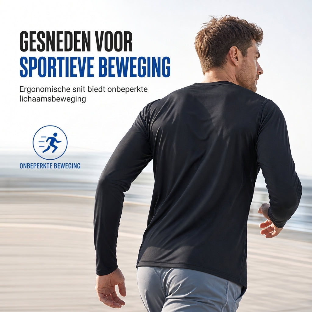 Snel droogmakend mannen shirt met ronde hals en lange mouwen