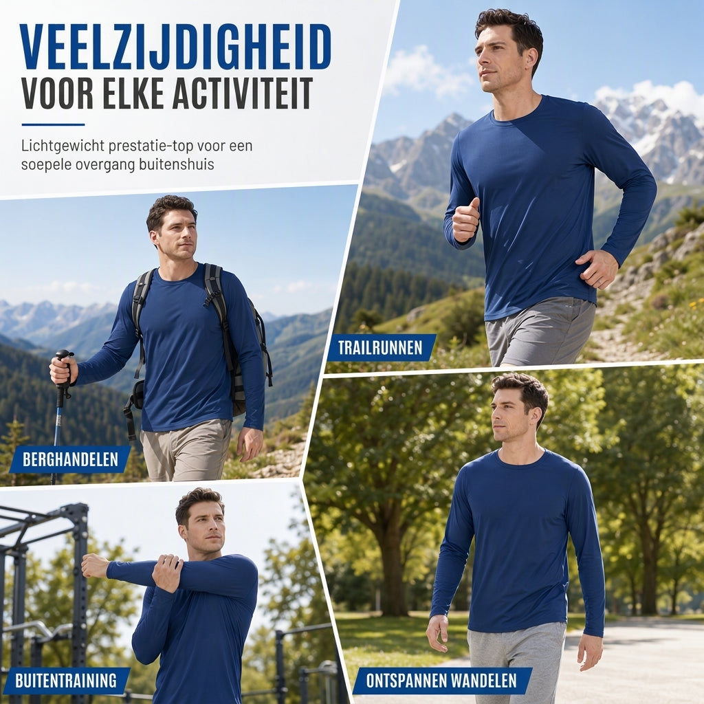 Snel droogmakend mannen shirt met ronde hals en lange mouwen