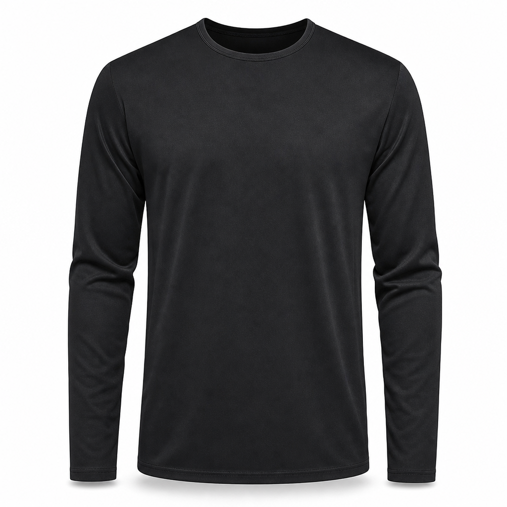 Snel droogmakend mannen shirt met ronde hals en lange mouwen