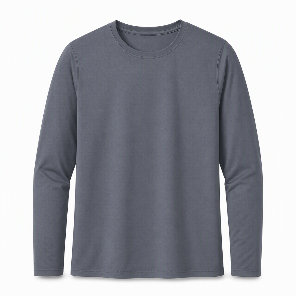Snel droogmakend mannen shirt met ronde hals en lange mouwen