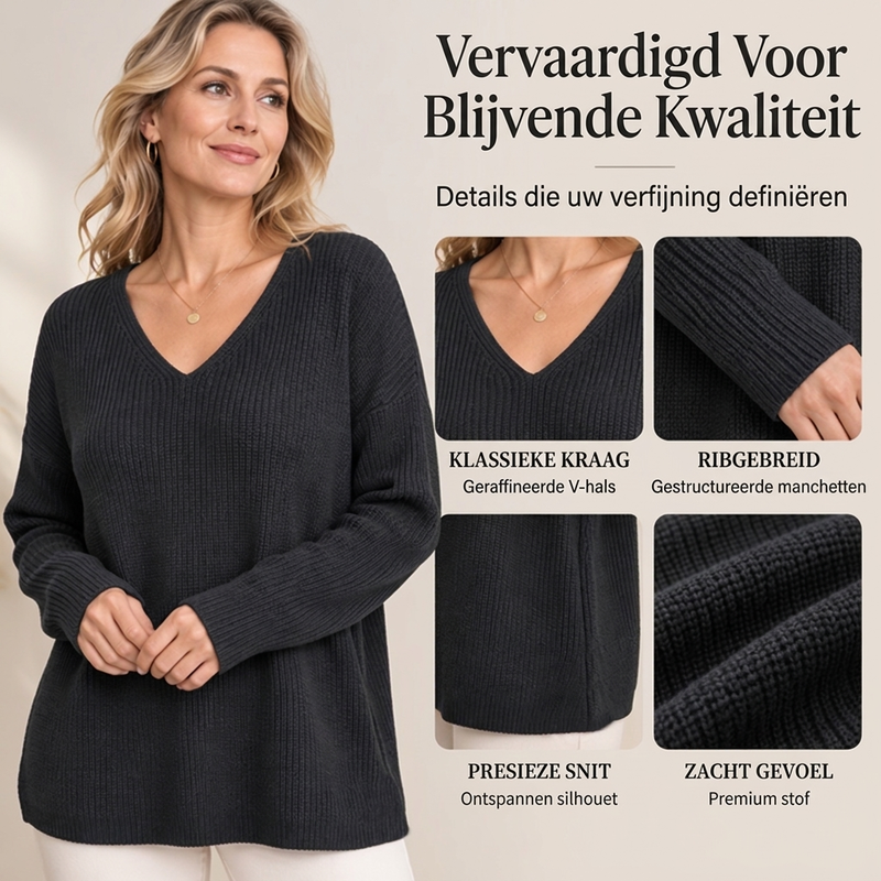 ✨Beperkte voorraad beschikbaar, mis het niet!🎁🎁Oversized Gebreid V-Hals Trui Dames