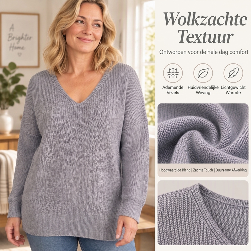 ✨Beperkte voorraad beschikbaar, mis het niet!🎁🎁Oversized Gebreid V-Hals Trui Dames