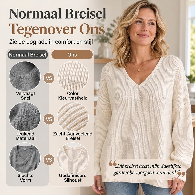 ✨Beperkte voorraad beschikbaar, mis het niet!🎁🎁Oversized Gebreid V-Hals Trui Dames