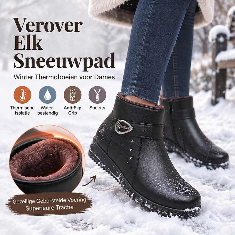 🔥Gratis verzending✈️Dames winterlaarzen van PU-leer met voering van dikke pluche