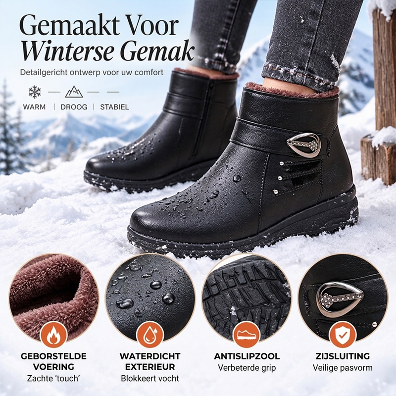 🔥Gratis verzending✈️Dames winterlaarzen van PU-leer met voering van dikke pluche