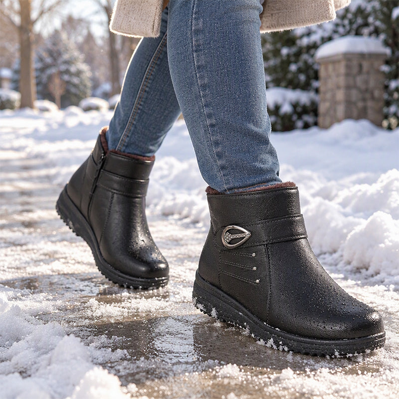 🔥Gratis verzending✈️Dames winterlaarzen van PU-leer met voering van dikke pluche