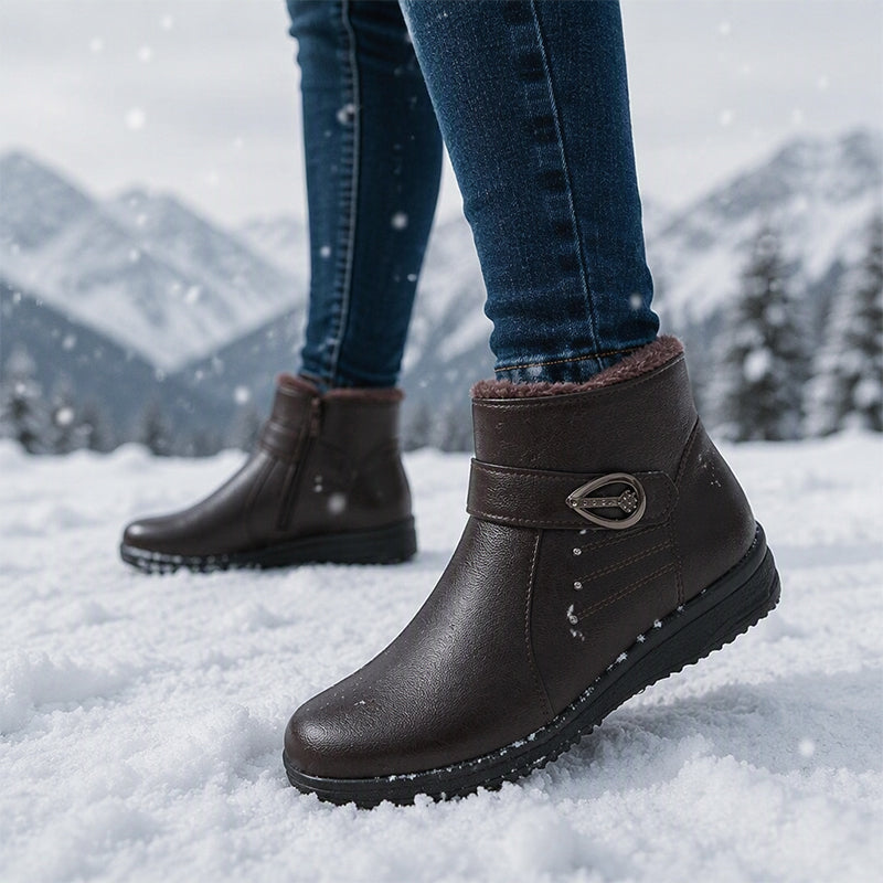 🔥Gratis verzending✈️Dames winterlaarzen van PU-leer met voering van dikke pluche