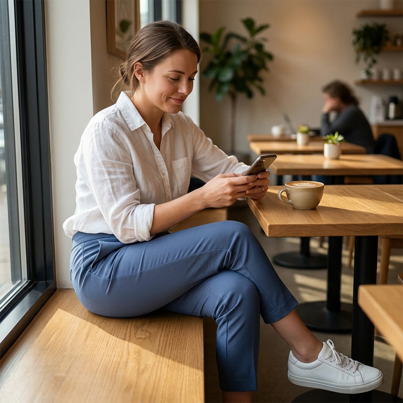 ⏰🎁Hoge elastische broek voor dames met zakken met ritssluiting