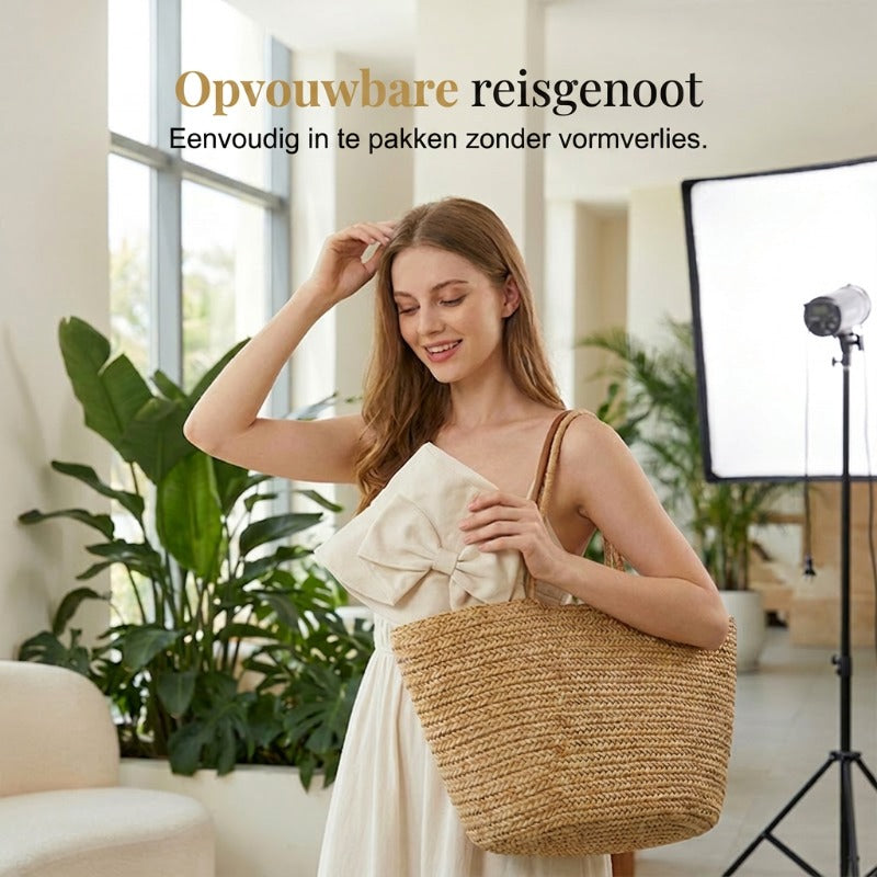 👒 TIJDELIJKE AANBIEDING: 50% KORTING! ✨ Dames zonnehoed met strik en brede rand – opvouwbaar, 360° zonbescherming 🎀