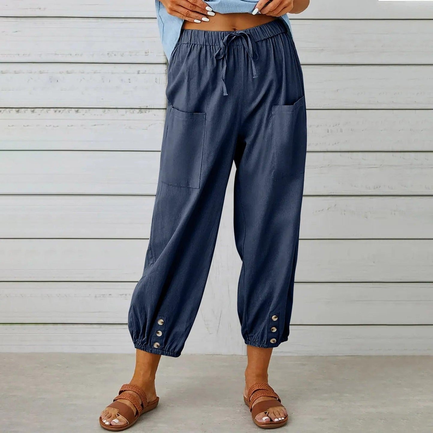2025 Nieuwe Vrouwen Zomer Katoen Linnen Broek Negen Minuten Broek