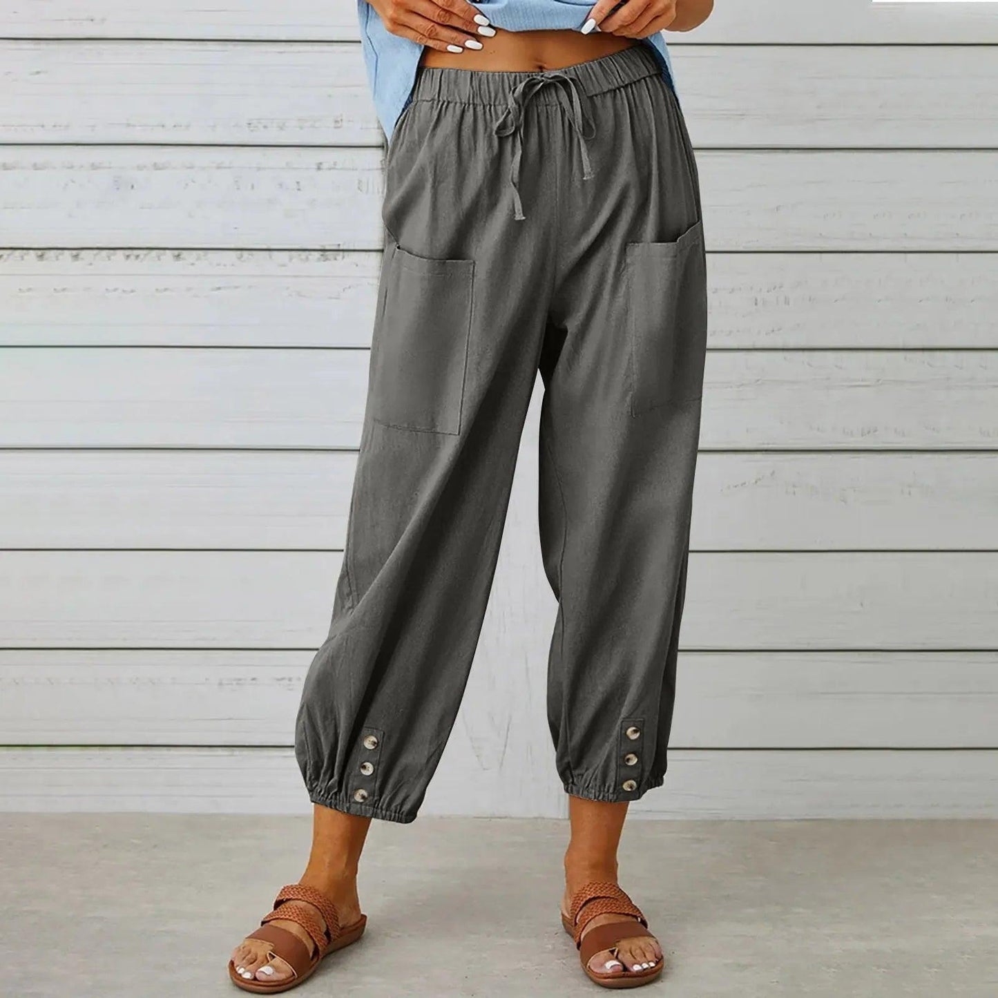 2025 Nieuwe Vrouwen Zomer Katoen Linnen Broek Negen Minuten Broek