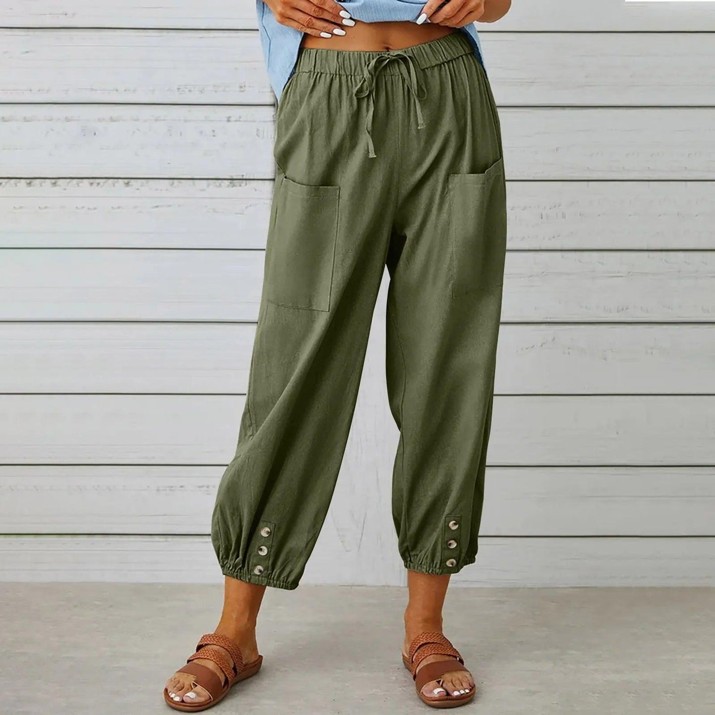 2025 Nieuwe Vrouwen Zomer Katoen Linnen Broek Negen Minuten Broek
