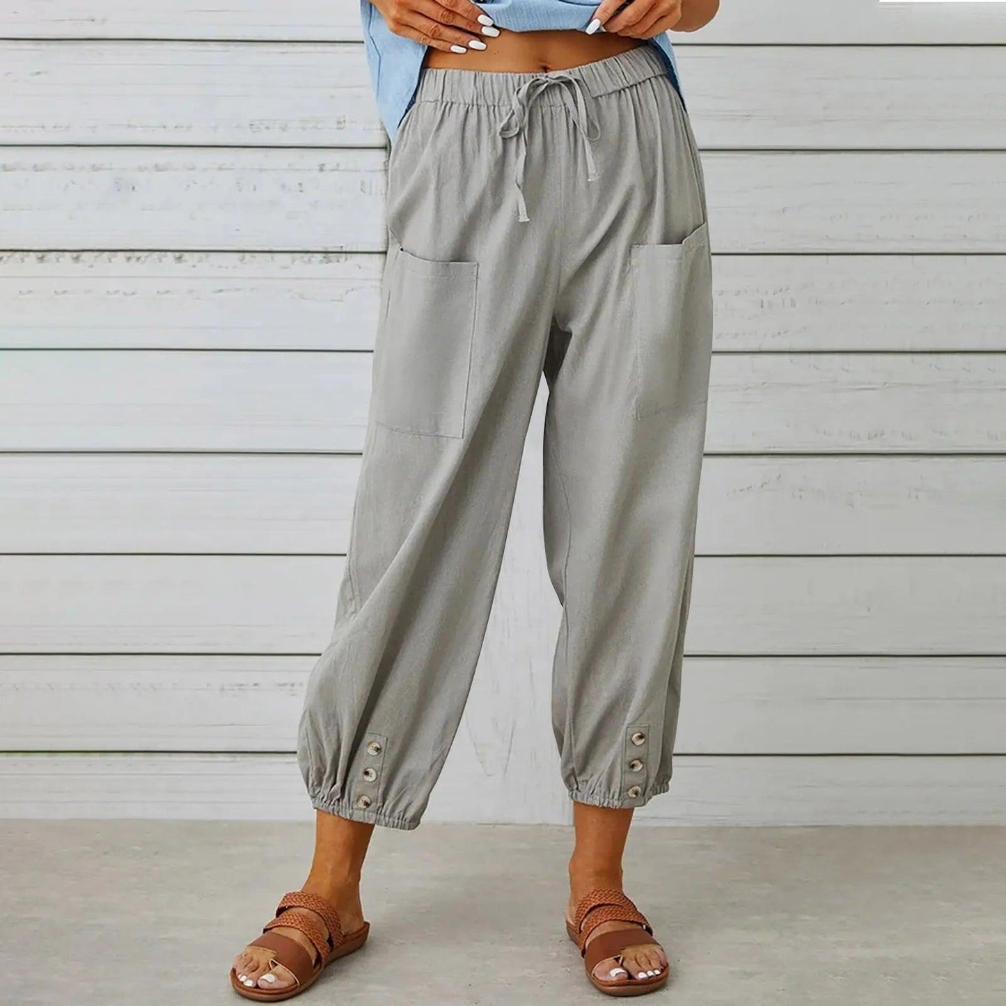2025 Nieuwe Vrouwen Zomer Katoen Linnen Broek Negen Minuten Broek