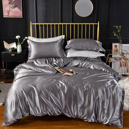 25 MOMME Luxury Pure Mulberry Silk Bedding Set Of 4 （1x Quilt Cover + 1x sengetøy + 2x putevar）